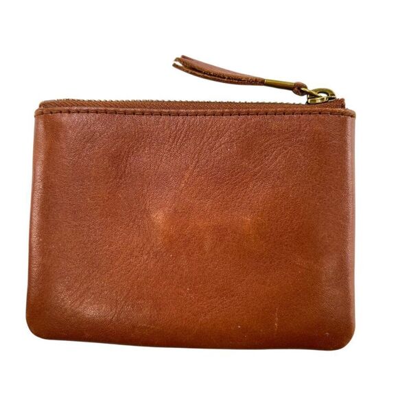 Madewell Small Travel Zip Pouch Brown Leather Zip Coin Wallet With Card Pocket - Picture 2 of 5